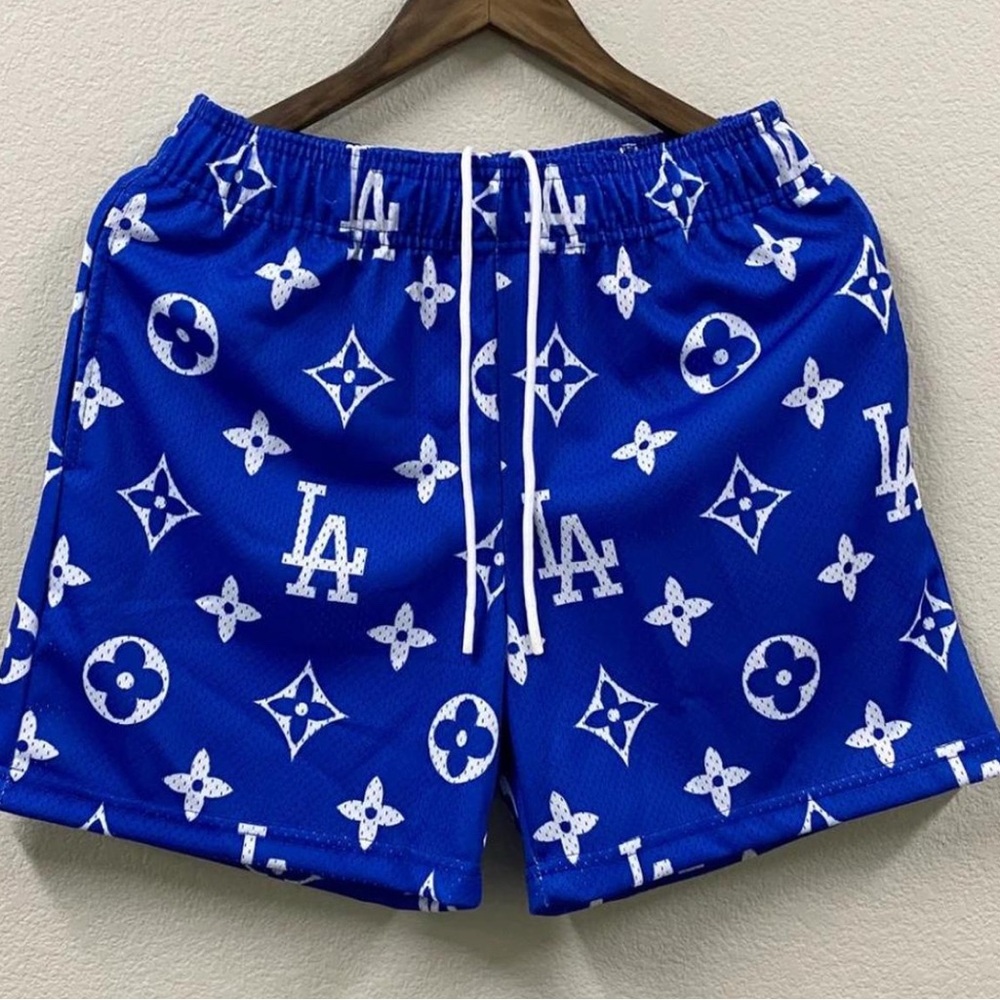 Blue Patterned Men's Shorts